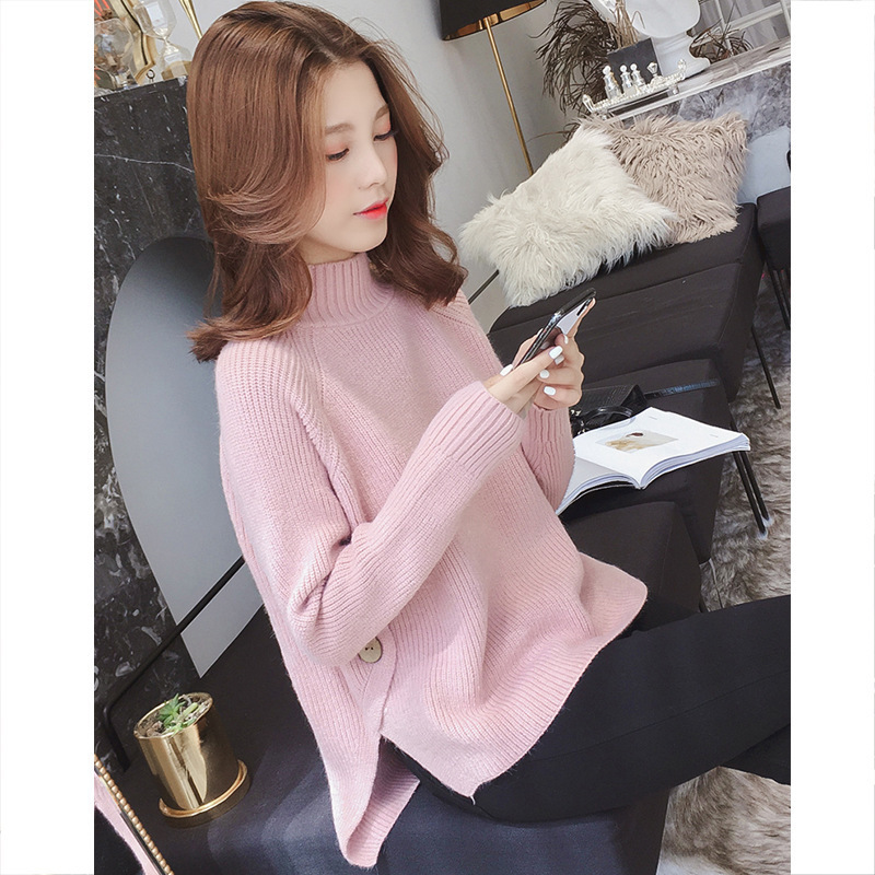 Picture of Autumn and Winter 2024 New Women's Half Turtleneck Sweater Women's Pullover Loose Korean Style Knitted Bottoming Shirt Outer Top