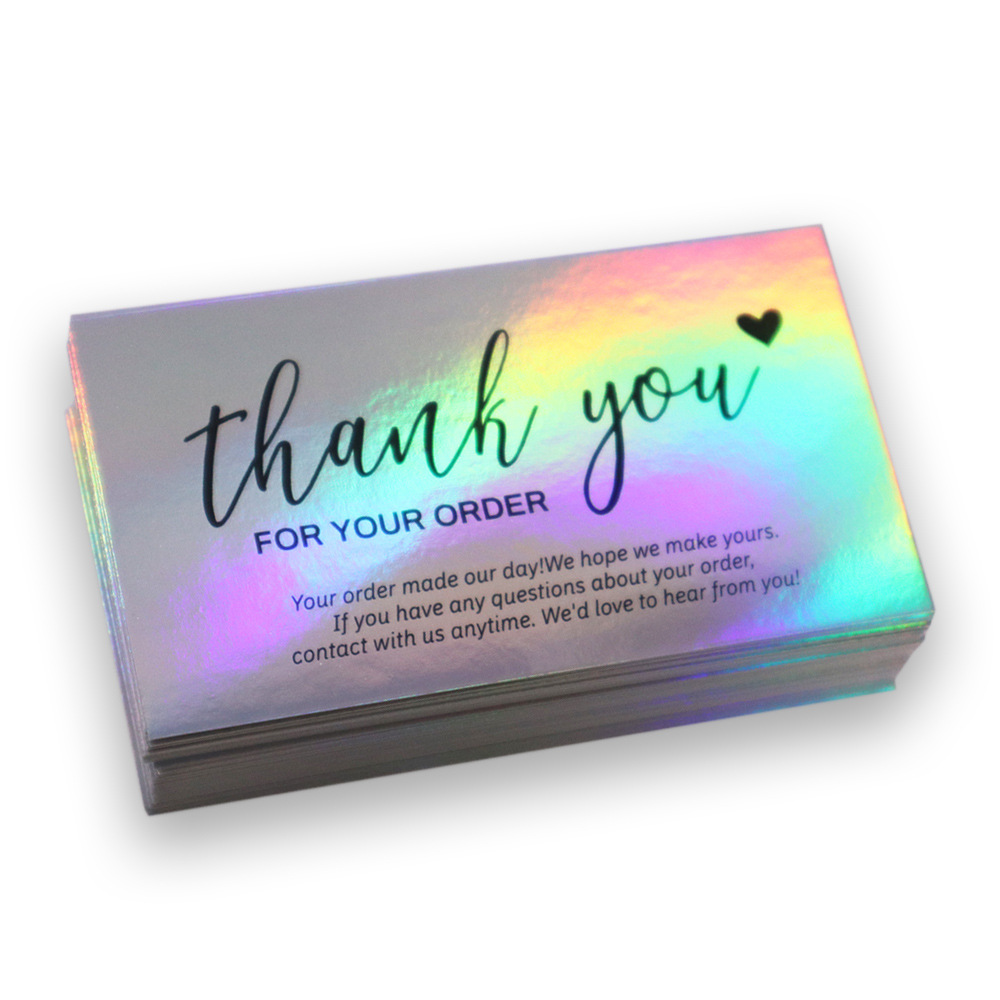 Picture of 50 sheets/pack 9*5cm Laser rainbow thank you card gift packaging thank you card foreign trade cross-border wholesale