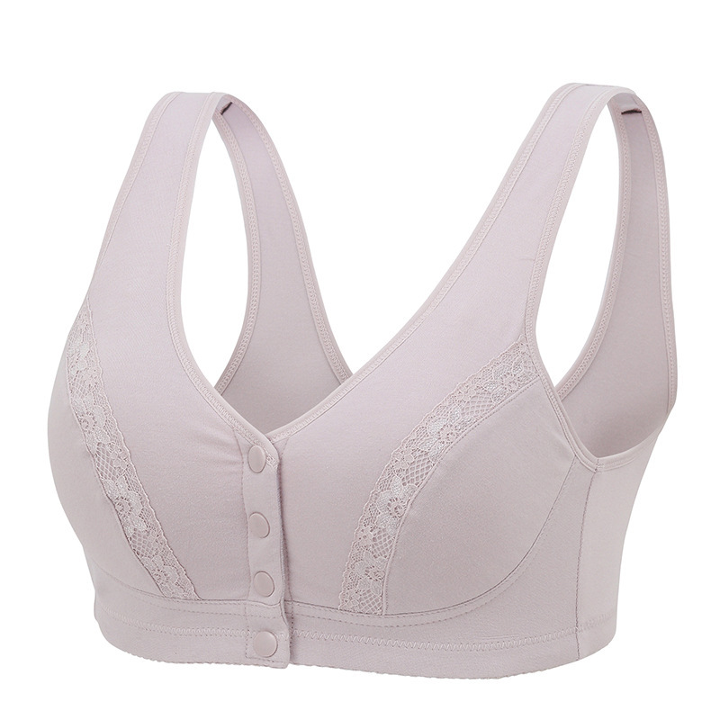 Picture of Mom's Underwear Women's Bra No Steel Ring Vest Thin Front Buckle Middle-aged and Elderly 50-year-old plus size Breathable Bra