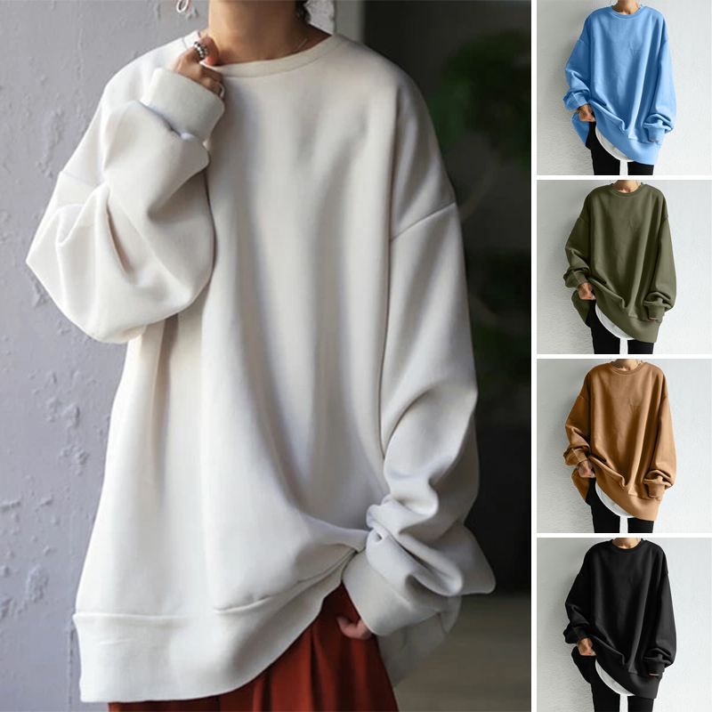 New 2021 Winter OL Elegant Korean Style Women's Pullover Round Neck Loose Women's Sweat