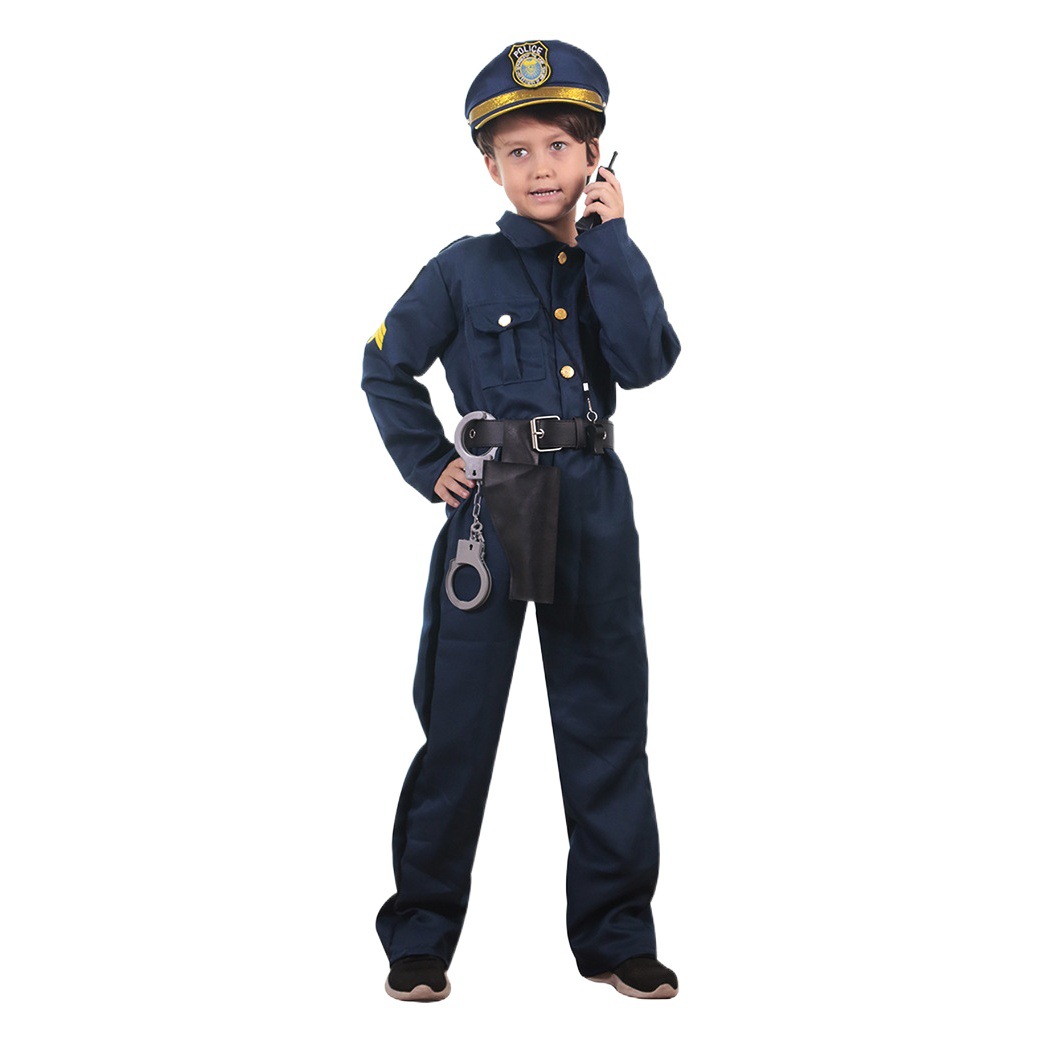 Children's Police Cos Costume Role Playing Game Professional Dress Up European and American Halloween Carnival Performance Costume