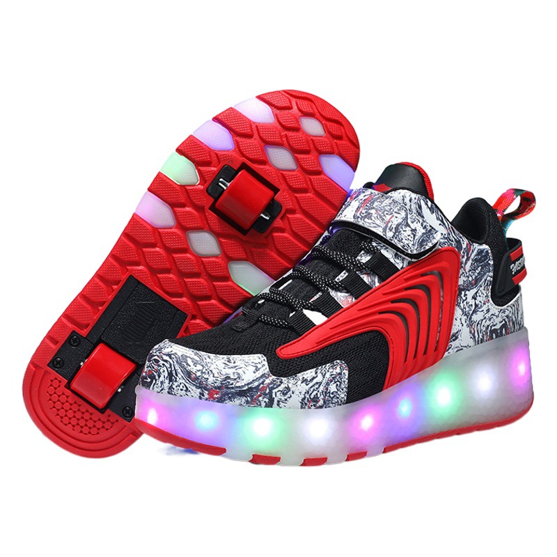 Children's walking shoes boys' USB rechargeable LED luminous shoes girls' wheel shoes student skates cross-border foreign trade