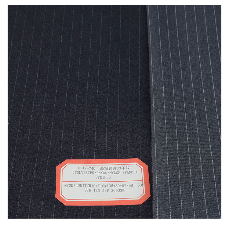 Polyester viscose brocade twill four-sided elastic milled long hair pants mountaineering pants back sanding vertical stripe suit fabric