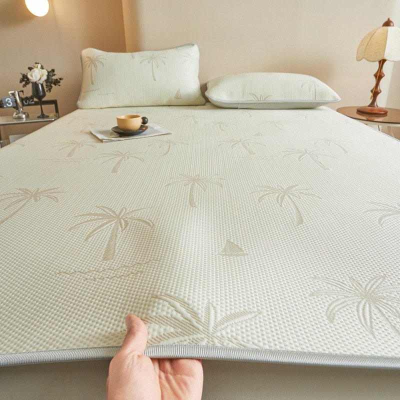Picture of Class A ice silk mat three-piece set 2025 new summer machine washable antibacterial air conditioning soft mat bed hat 1.8 meters