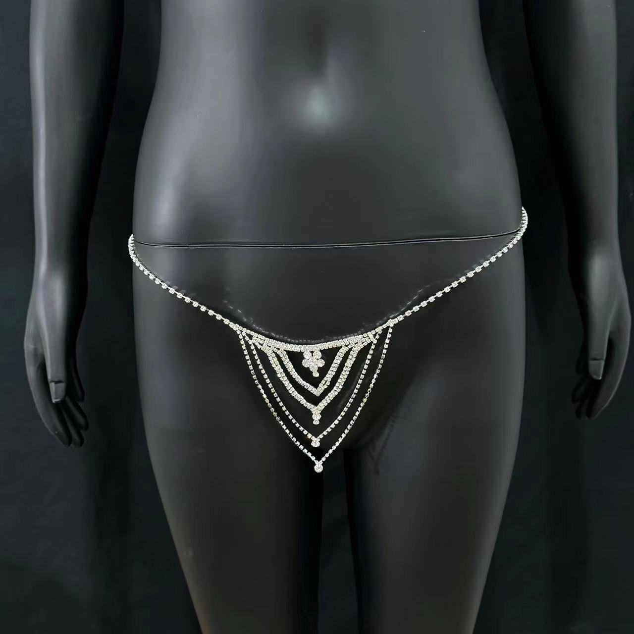 Picture of Cross-border accessories rhinestone tassel body chain floral sexy bikini thong