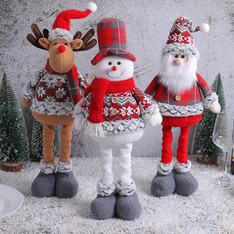 Christmas retractable doll 2023 Cangyan cute elk doll Santa Claus high hat doll window decoration