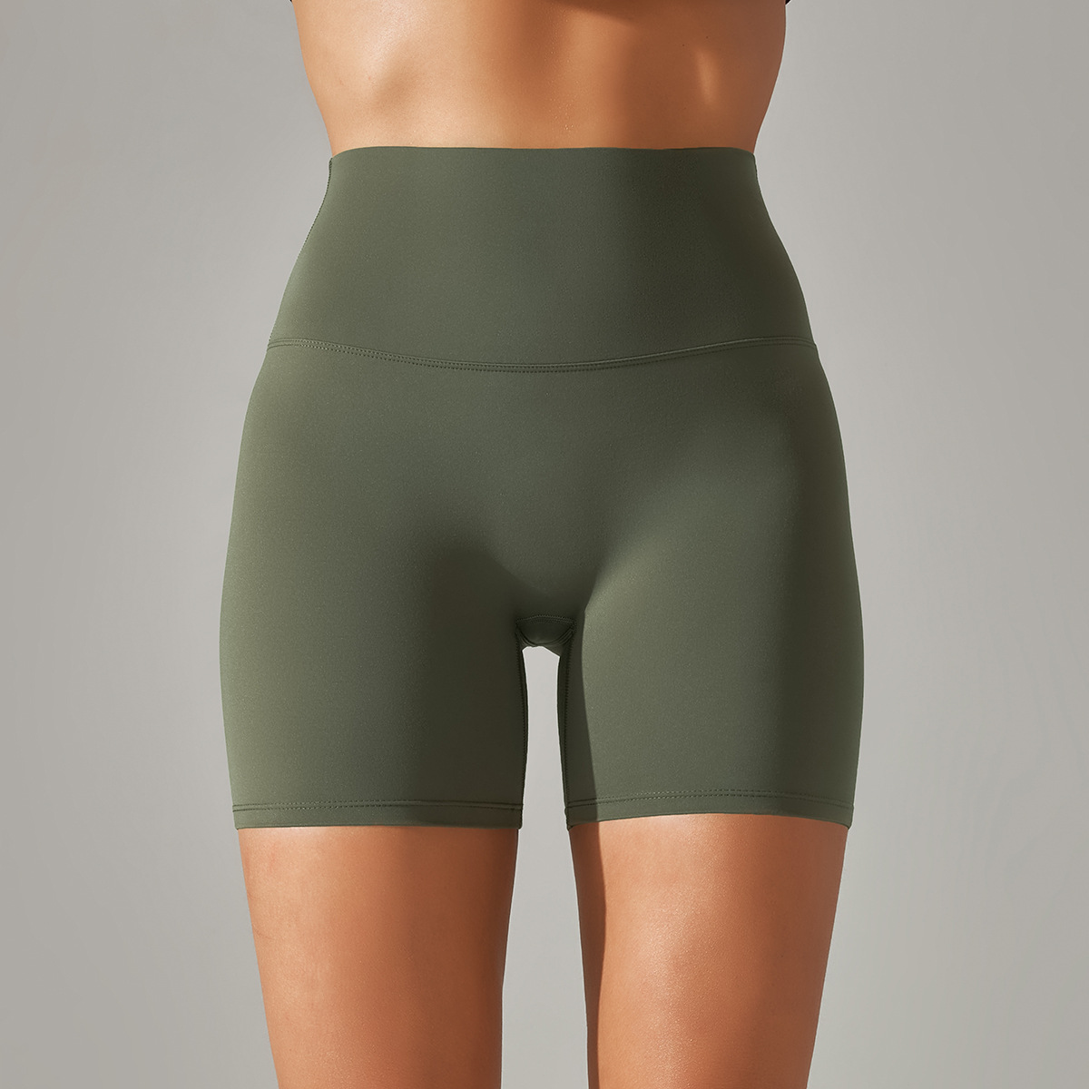 Picture of Spring and Summer New Solid Color Yoga Shorts Double-Sided Brushed Tight-Fitting High-Waist Elastic Sports Fitness Three-Point Yoga Pants for Women