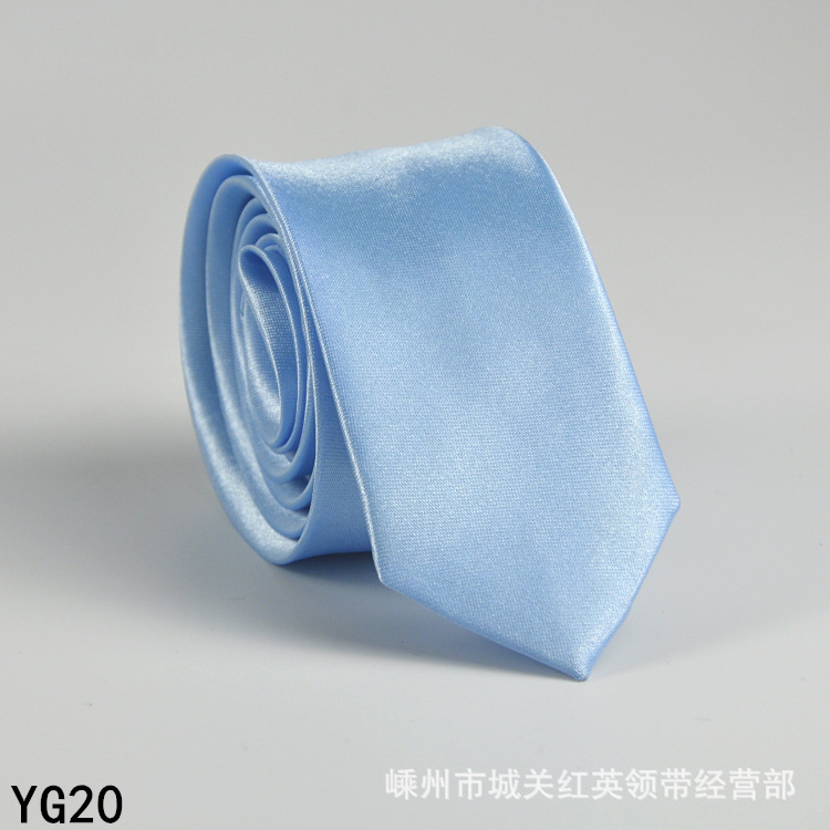 Picture of Solid color tie men's casual 5cm Korean style artificial silk narrow tie for workplace wedding business administrative wholesale