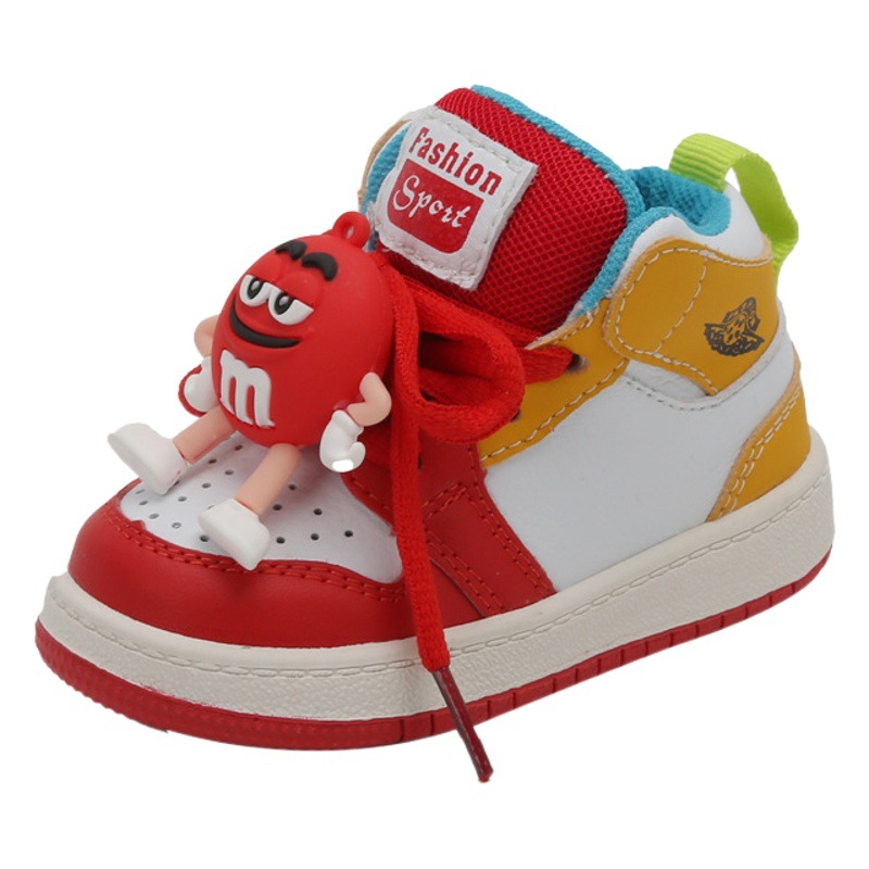 Spring and Autumn New Baby Shoes M Bean Color-matching Yuanyang Shoes 0-3 Boys and Girls Soft Sole High-top Board Shoes Baby Shoes Toddler Shoes