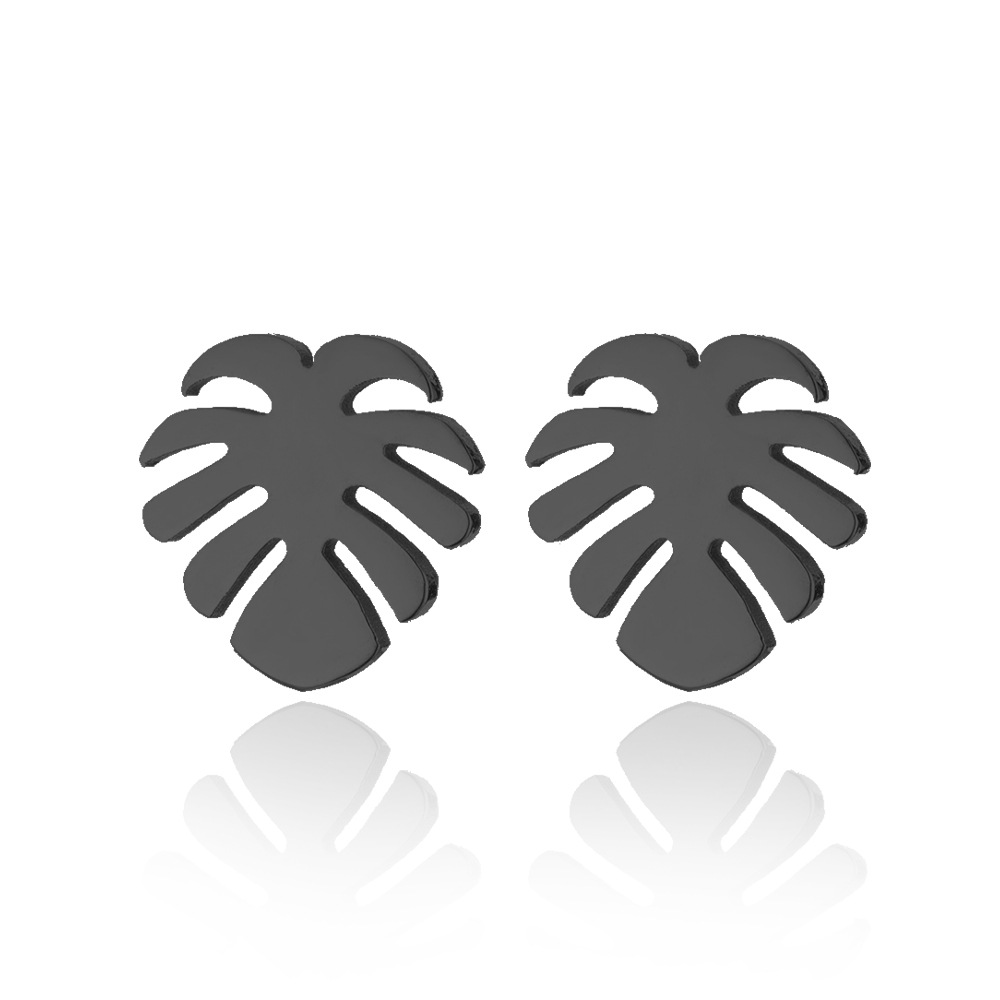 Picture of Leaf Earrings Korean Personality Elegant Coconut Earrings Stainless Steel Leaf Earrings Small and Exquisite All-match Ear and Bone Nails