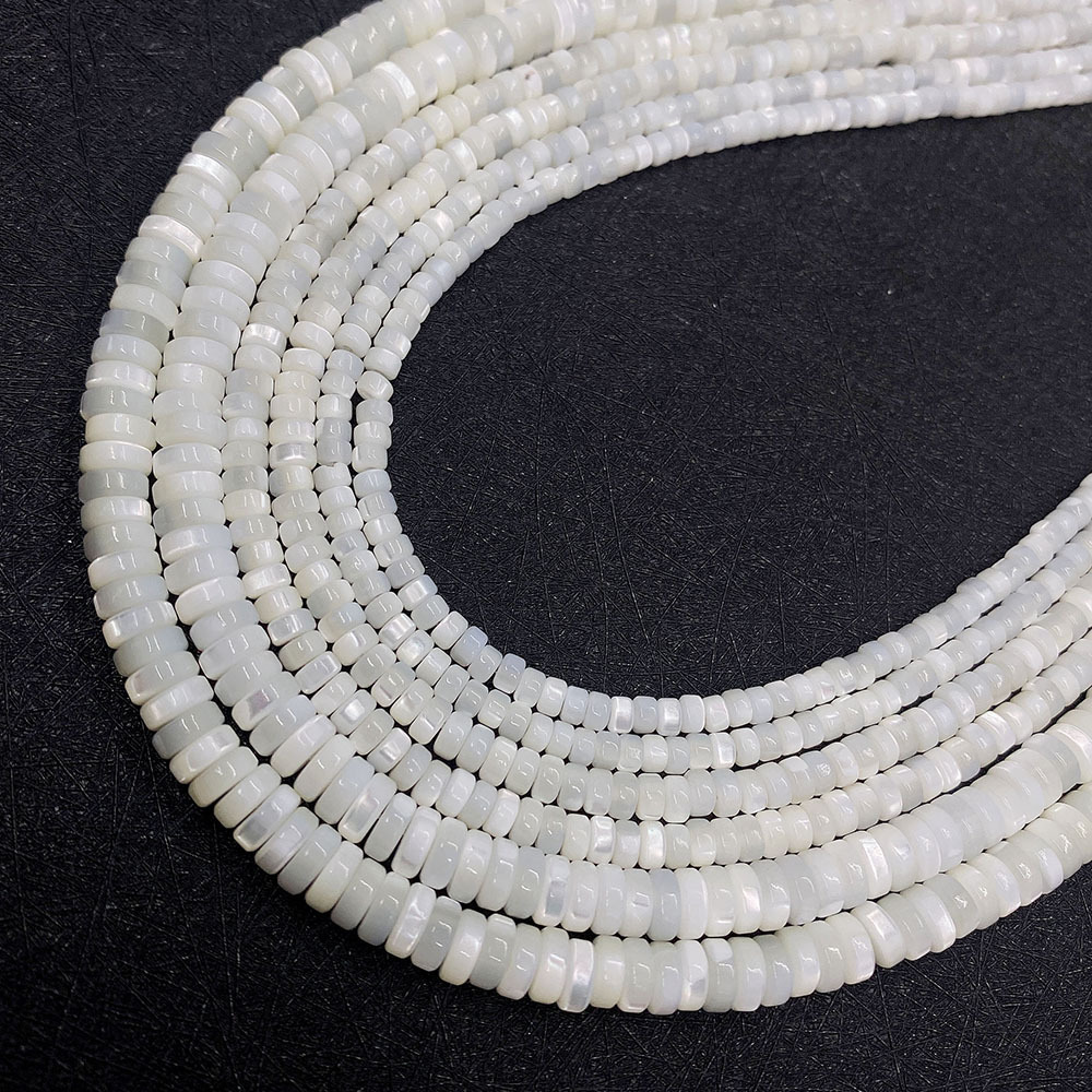 Picture of Amazon Explosions Natural Sea Water Shell Polished Beads White Butterfly Shell Wheel Beaded DIY Necklace Bracelet Accessories