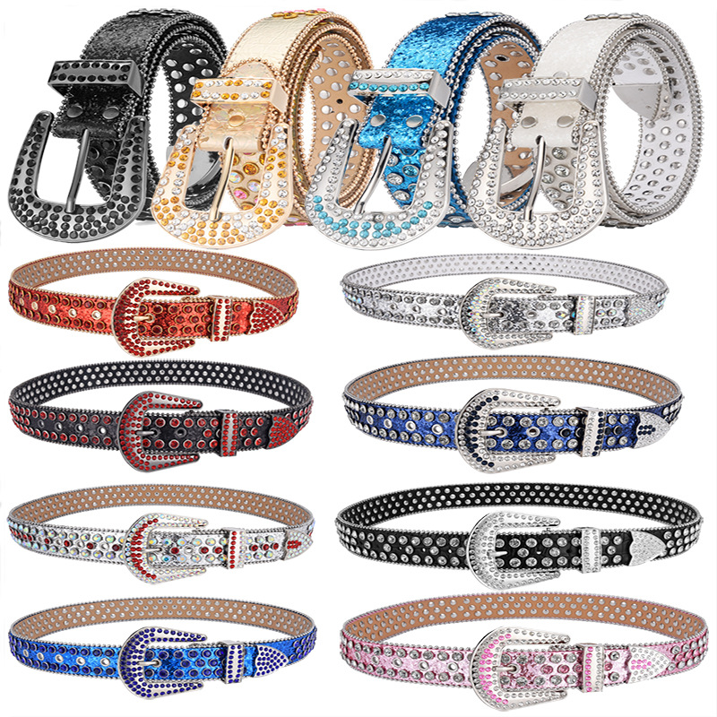 European and American Niche Fashion Couple Belt Punk Style Fashion Student Rivet Rhinestone Belt Women's Jeans Belt