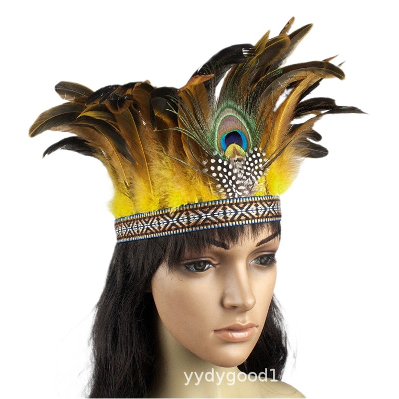European and American Indian Exaggerated Headwear Feather Hair Accessories Hair Band Chief Headwear Indian Headwear-Classic