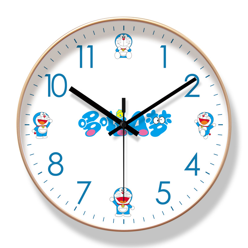 Picture of Ipura 6821 Children's Cute Fresh Wall Clock Living Room Clock Doraemon Early Education Clock Mute Seconds Sweeping Quartz Clock