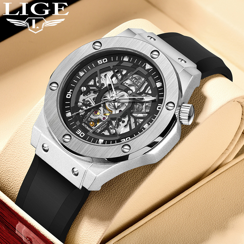 Cross-border New Fashion Casual Large Dial Hollow Mechanical Watch Men's Watch Luminous Waterproof Domestic Elegant Watch