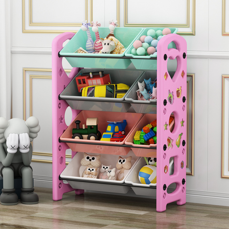 Picture of Children's Toy Storage Rack Household Kindergarten Baby Storage Rack Floor Multi-Layer Finishing Rack Storage Cabinet Plastic Basket