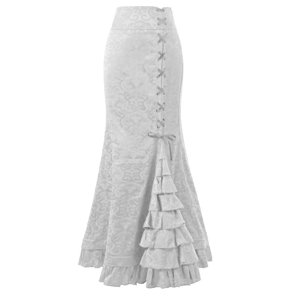 Picture of 2024 Halloween Jacquard Fishtail Skirt Steampunk Retro Skirt Gothic Skirt Victoria Long Skirt