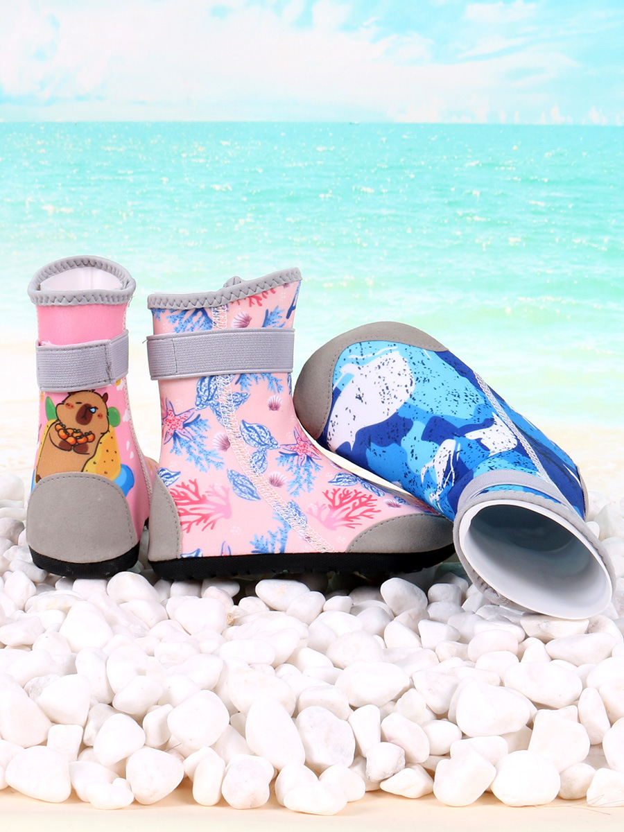 Picture of Children's high-tube beach shoes and socks non-slip anti-collision quick-drying baby swimming trail shoes adult seaside sea wading shoes