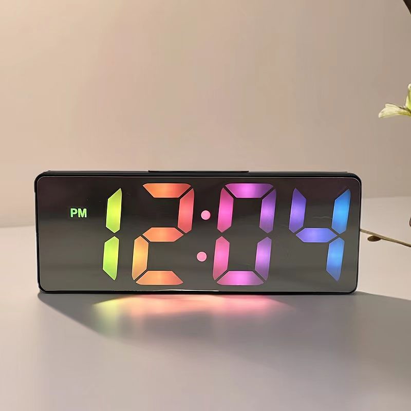 Picture of Mirror Clock Ins Desktop Clock Timetable Desktop Ornaments Led Digital Display Student Digital Alarm Clock
