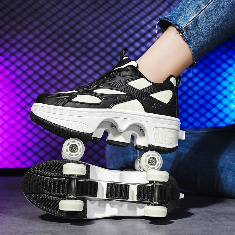 in stock New Skates sneaker Cross-border Children's Runaway Shoes Four-wheel Pulley Walking Removable Flash