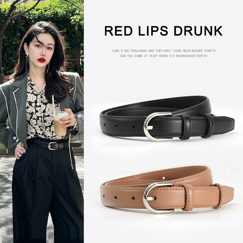 Genuine Leather Belt High-end Straight Jeans Women's Belt Belt Women's Simple All-match Design Niche Belt
