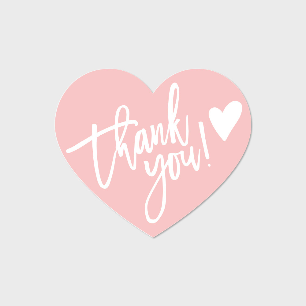 Picture of Cross-border in stock wholesale heart-shaped pink English thank you card coated paper card thank you gift packaging card