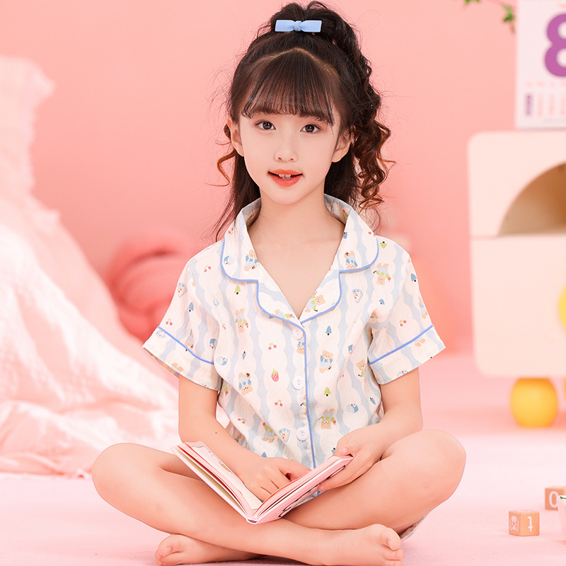 Girls' Pajamas Summer Short-sleeved Thin 2025 New Children's Girls' Summer Middle and Big Children's suit Home Clothes for Outer Wear
