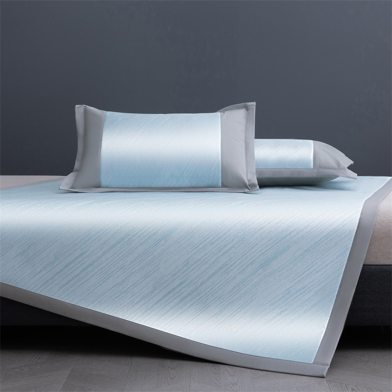 Class A Maternal and Infant Grade Solid Color Jacquard Ice Silk Mat Student Antibacterial Ice Silk Mat Three-Piece Set Summer Air Conditioning Mat