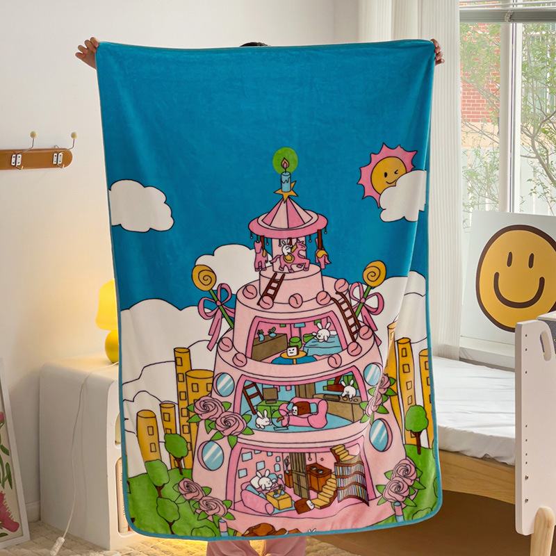 Picture of Children's Blanket Kindergarten Spring and Autumn Baby Coral Fleece Blanket Spring and Summer Single Layer Thin Blanket Office Nap
