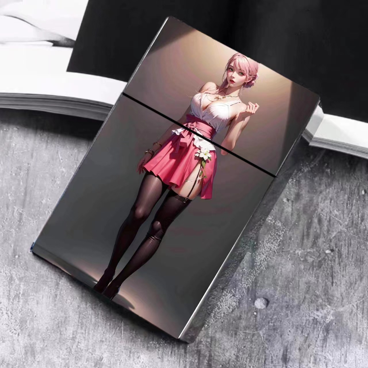 Picture of Cigarette case 20 thick sticks press automatically pop open beauty cigarette case card storage box holiday gifts
