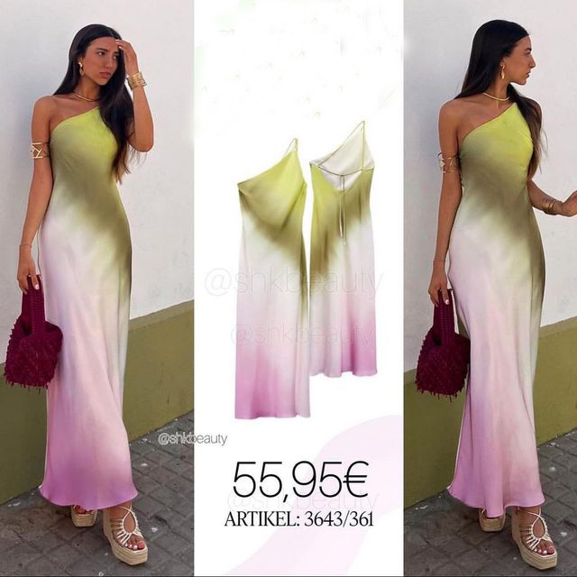 European and American style spring women's new tie-dye asymmetric dress 3608