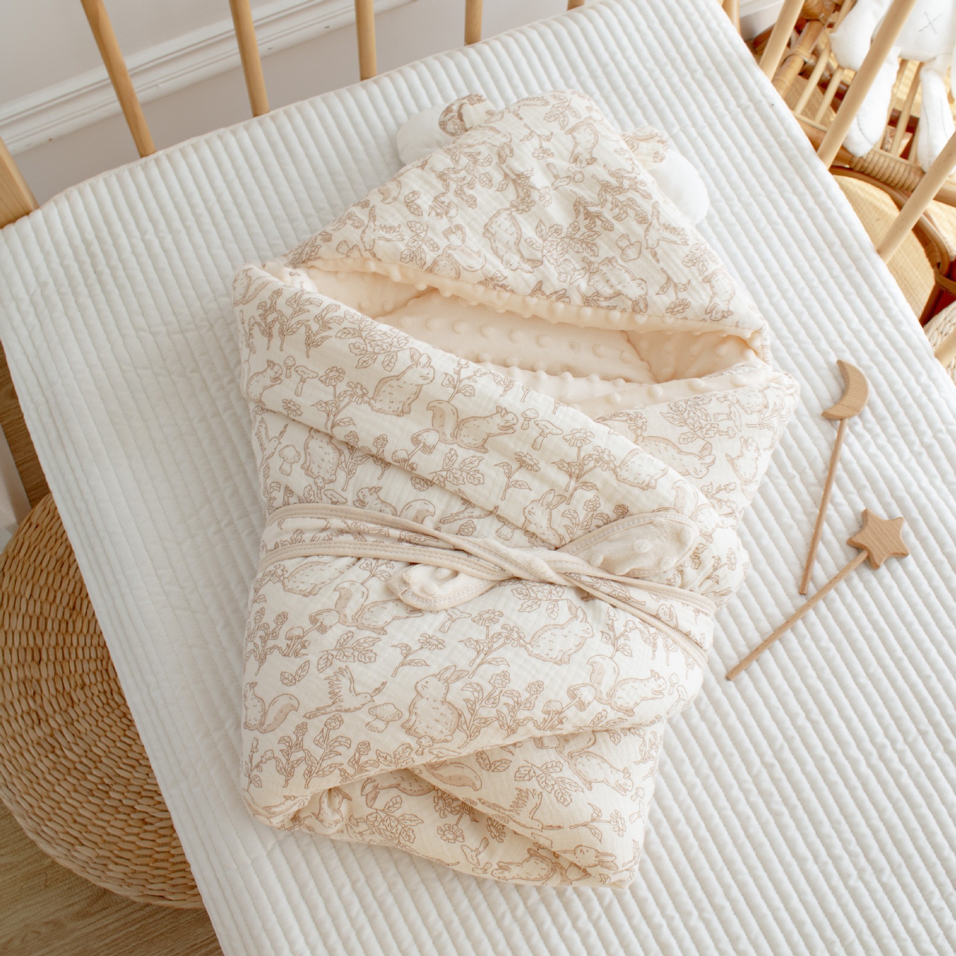 Picture of Autumn and Winter Cotton Baby's Ear Coated Cotton Cartoon Printing Newborn Birth Room Bean Blanket Thickened Cushion
