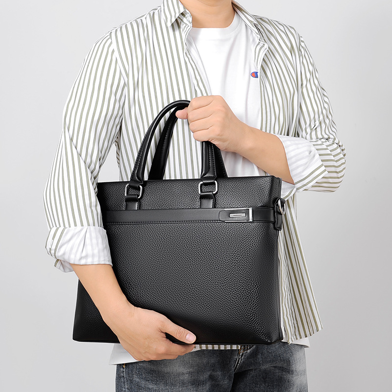 Picture of New men's handbag business official casual bag shoulder diagonal bag leather texture computer bag wholesale tide