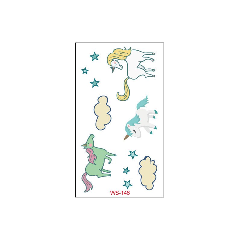 Picture of Unicorn Tattoo Sticker Original Children's Cute Cartoon Doll Birthday Rainbow Little Pegasus Waterproof Temporary Sticker