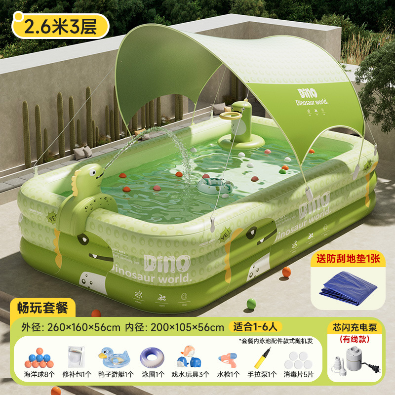 Picture of New Children's Home Outdoor Inflatable Swimming Pool Large Sun Protection Pool Thickened Environmentally Friendly Baby Swimming Pool