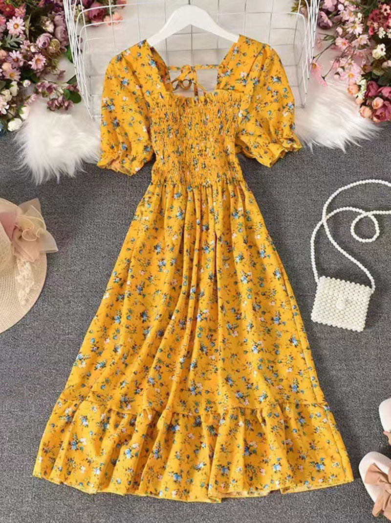 Picture of Southeast Asia Cross-border E-commerce 2025 Summer Sweet French Retro High Waist Slimming Women's dress Factory Outlet