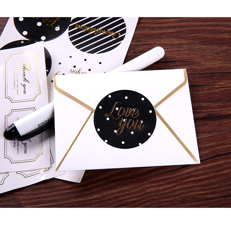 Picture of Creative literature and art love words gilding Thank you blessing sticker hand gift packaging baking Chongyang sticker