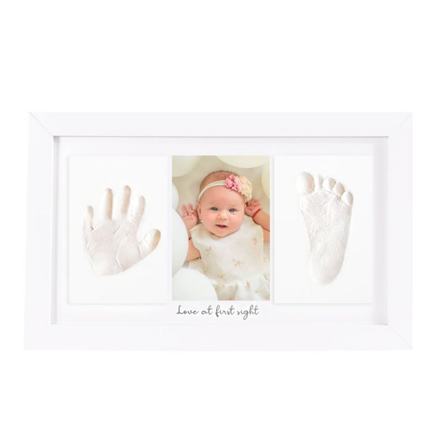 Picture of Cross-Border Hand and Foot Print Photo Frame for Newborns, Three-Piece Set with Text, Full Moon and First Birthday Commemorative Photo Frame, Baby Hand and Foot Print Set