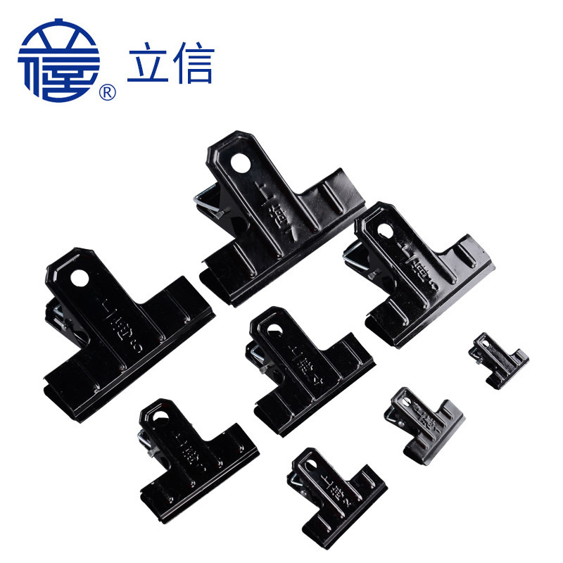 Picture of Lixin Iron Clip Black Iron Ticket Clip Large Thickeneded Office Finance Small and Medium-Sized Old-Fashioned Metal Clip Black Paint Clip