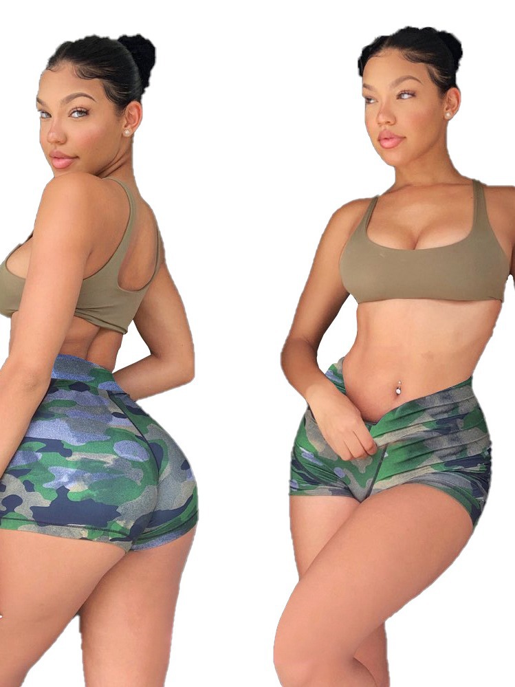 31110 Cross-border Women's New European and American Women's Foreign Trade Women's Clothing Amazon Hot Sexy Camouflage Two-piece Set