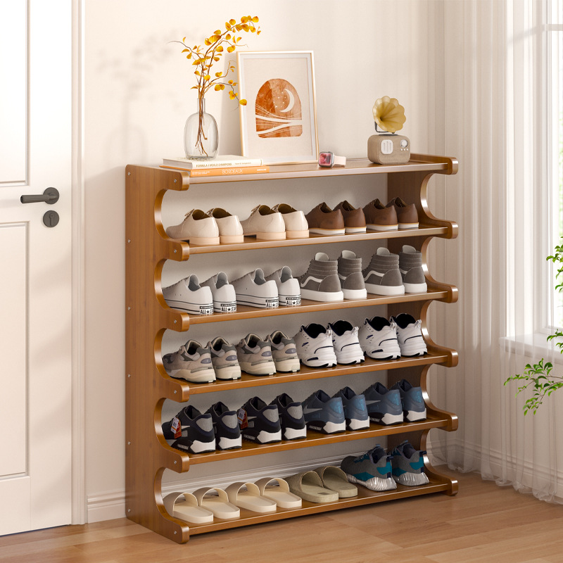 Simple Shoe Rack Household Wooden Doorway Multi-layer Dormitory Home Storage Shelf Rental Room Bamboo Shoe Cabinet