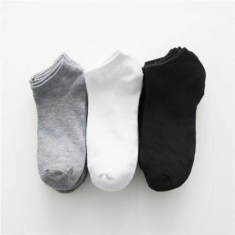 Picture of Black and White Grey Flat Boat Socks Solid Color Four Seasons Thin Short Socks Sweat Absorbing Invisible Socks All-match Cotton Socks