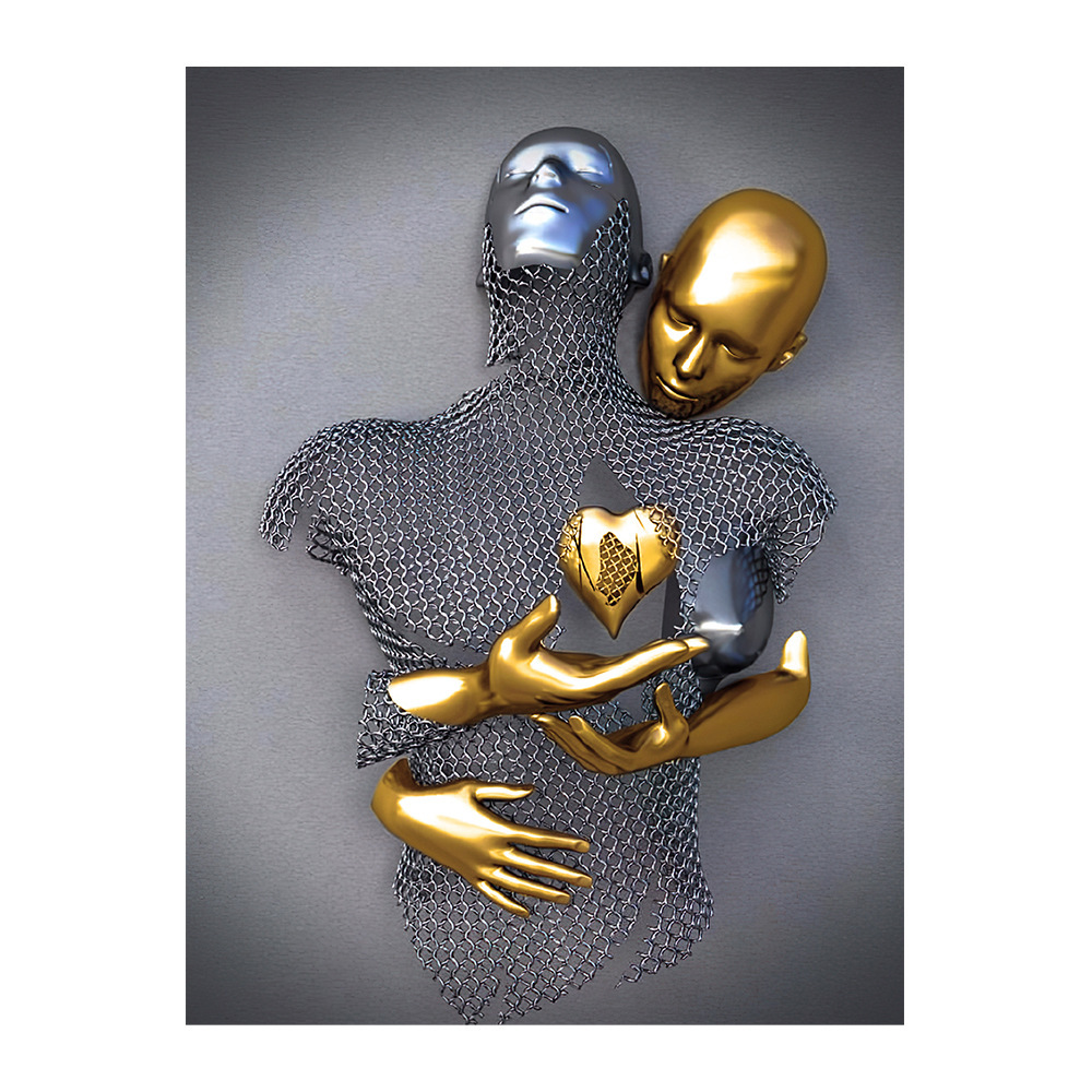 Picture of Scandinavian Home Decoration Canvas Painting Metal Character Statue Poster Hanging Painting Wall Frameless Painting Core Creative Metal