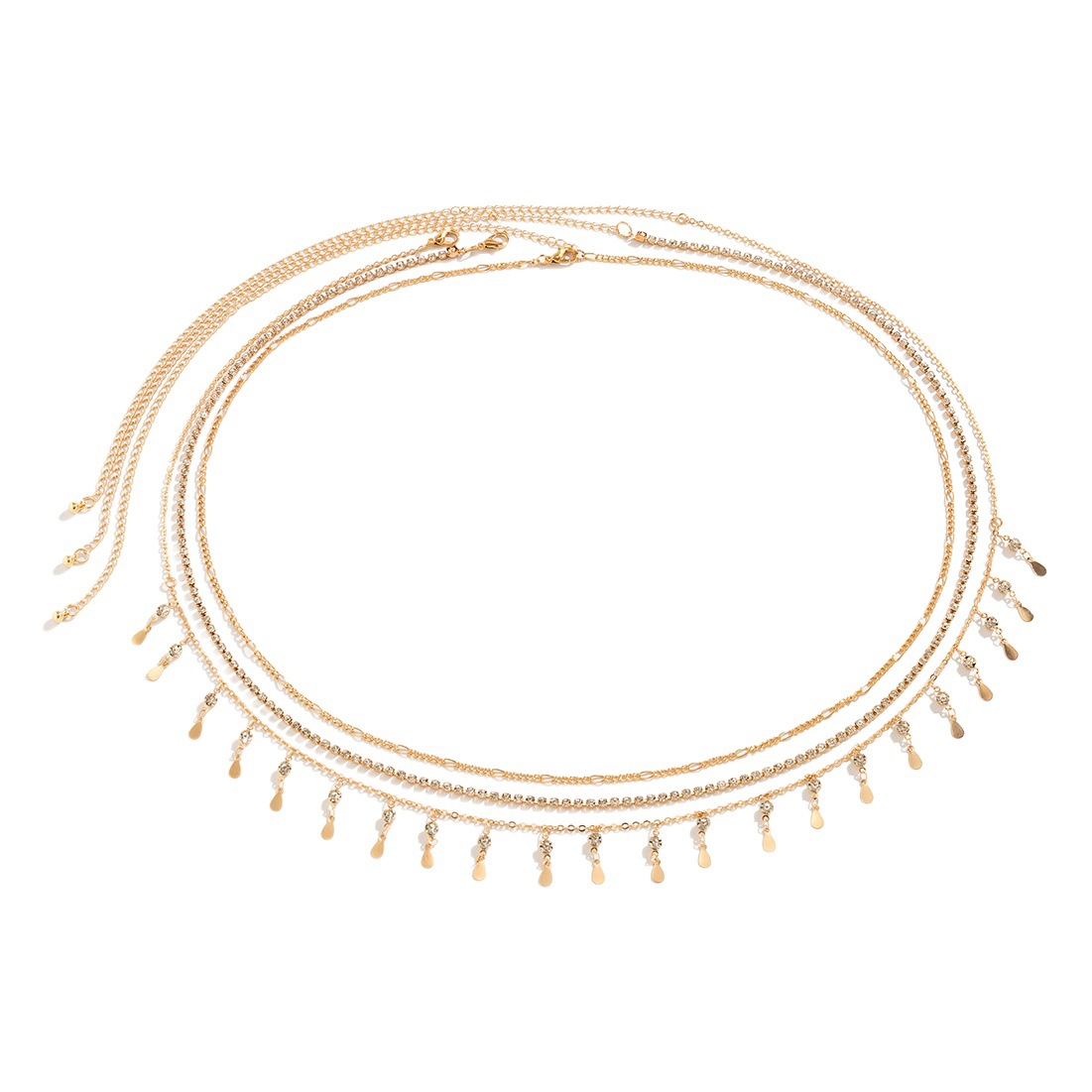 European and American Cross-border Jewelry Bikini Rhinestone Chain Waist Multi-layer Body Chain Butterfly Metal Tassel Waist Chain Women