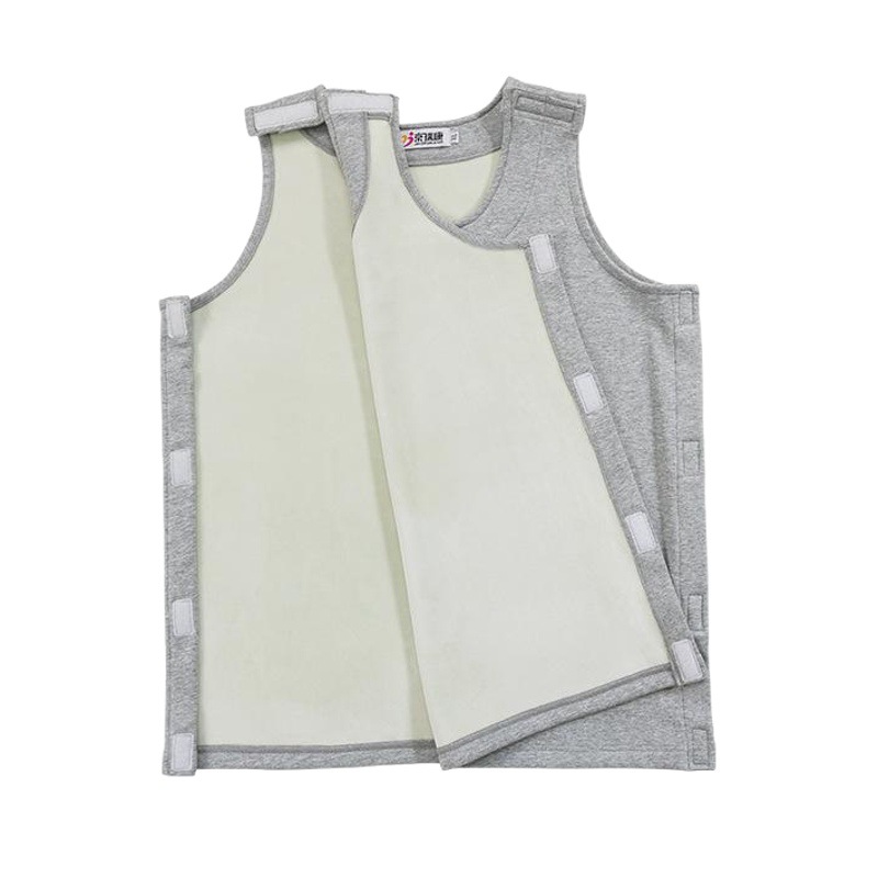 Picture of Easy to Put on and Take Off Fleece-Lined Warm Vest Adhesive Front and Back Can Be Opened for Convenient Bedridden Patient Care Sleeveless Bottoming Pajamas