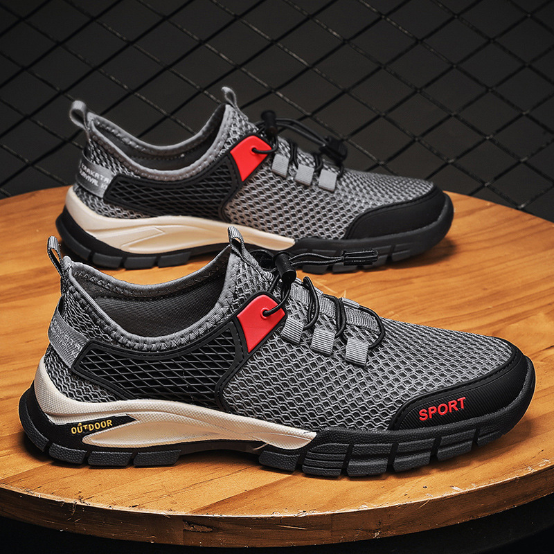 Summer Men's Tracing Shoes Breathable Mesh Outdoor Mountaineering Men's Shoes Soft Sole Lightweight Sneakers Men's Korean-style Running Shoes