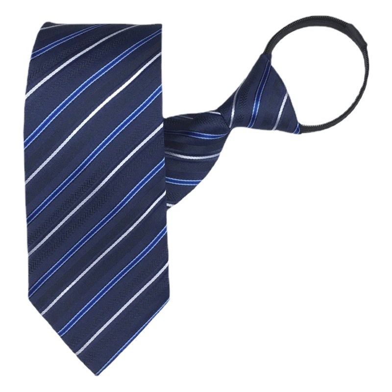 Picture of Men's tie business lazy striped zipper Korean version of wholesale formal jacquard polyester yarn-dyed 8cm easy to pull professional