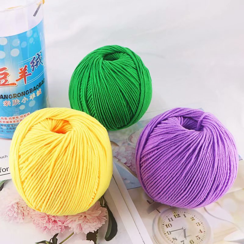Barrel Silk Protein Wool Red Bean Small Cashmere Baby Wool 6-strand Baby Wool Scarf Hand-knitted Wool