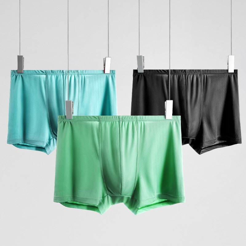 Men's Underwear Men's Ice Silk Summer Thin Boxer Anti-bacterial Inner Sports Youth Loose Short Pants Head