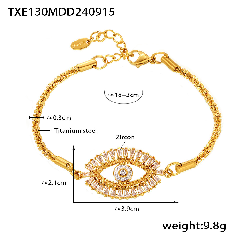 Picture of European and American Cross-border New Devil's Eye Micro-inlaid Zircon Bracelet Necklace Earrings Creative Design Titanium Steel suit Jewelry